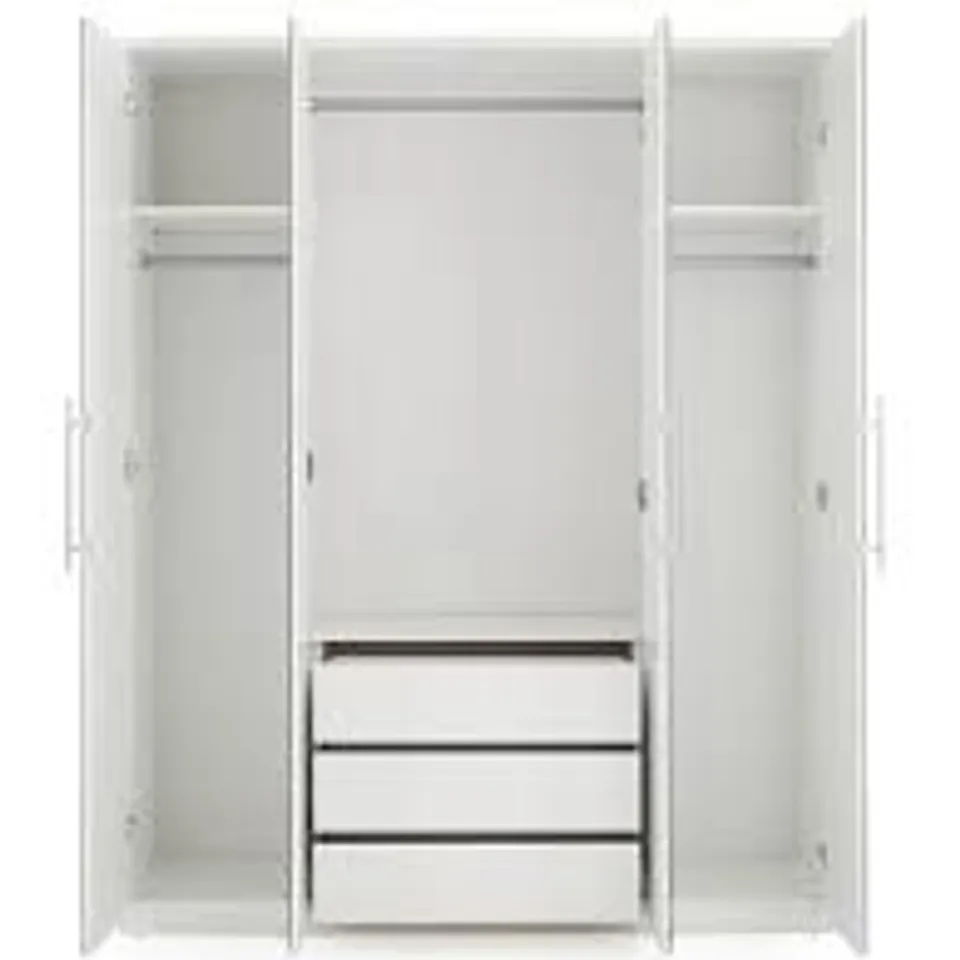 BOXED PRAGUE WHITE 5 DOOR MIRRORED WARDROBE - FSC CERTIFIED (5 BOXES) RRP £449