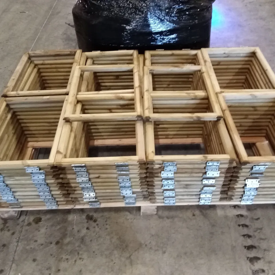 PALLET TO CONTAIN A LARGE QUANTITY OF WOODEN GARDEN SHED WINDOW FRAMES 