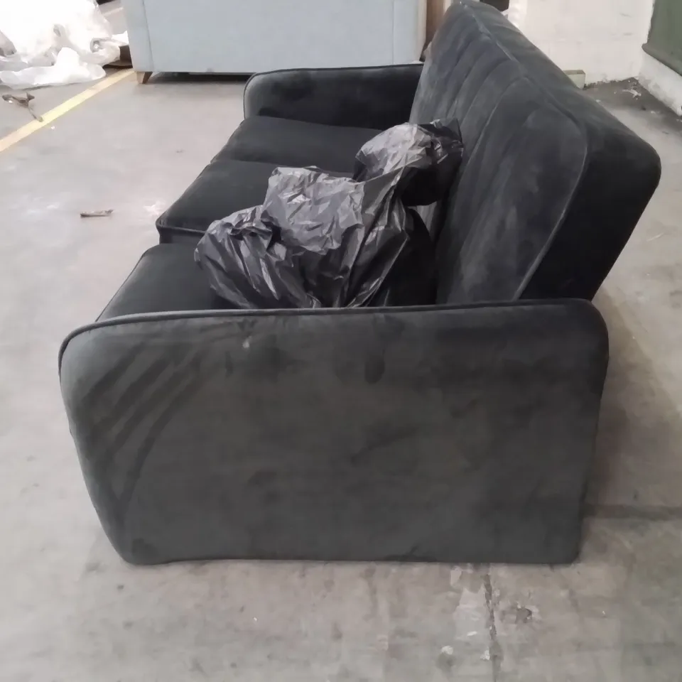 QUALITY DESIGNER 3 SEATER BLACK FABRIC UPHOLSTERED SOFA