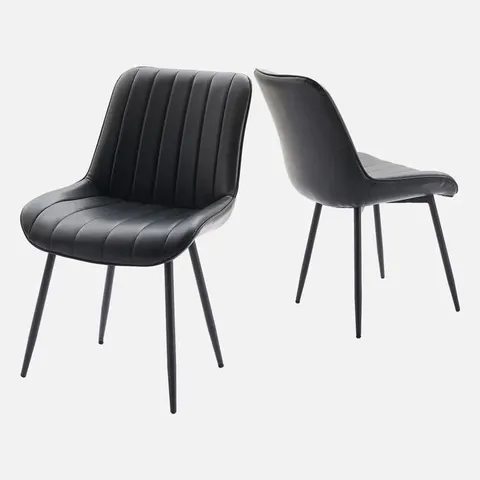 BOXED GARVEE DINING CHAIRS SET OF 2 BLACK FAUX LEATHER