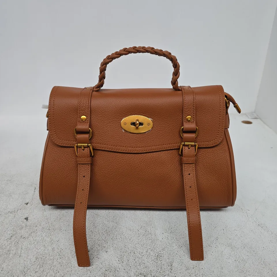 LA MAREY SIGNATURE BROWN LEATHER HANDBAG