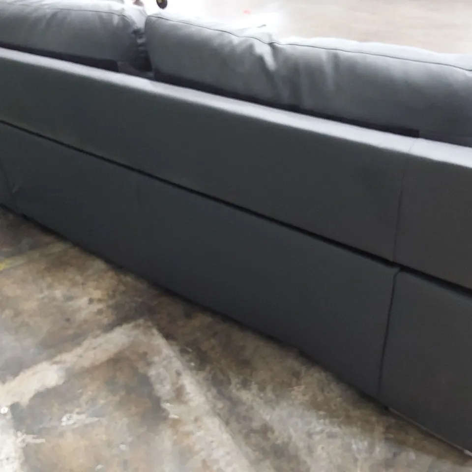 DESIGNER THREE SEATER SOFA GREY LEATHER 