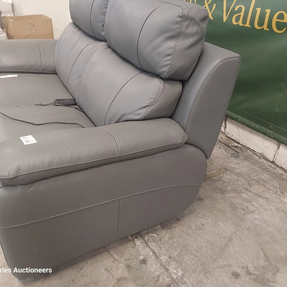 QUALITY ITALIAN DESIGNER POWER RECLINING TWO SEATER SOFA GREY ANTHRACITE LEATHER 