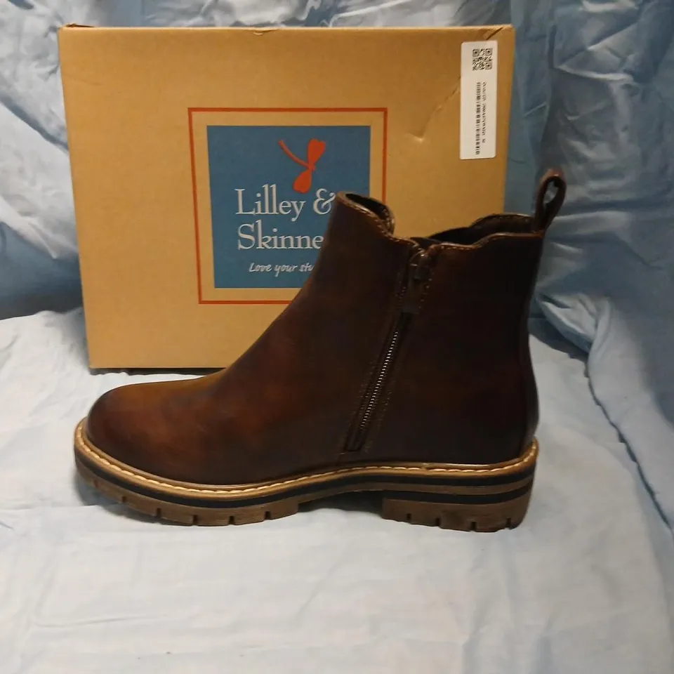 LILLEY & SKINNER BROWN LEATHER CHELSEA BOOTS, UK 4 (EU 37) – BOXED
