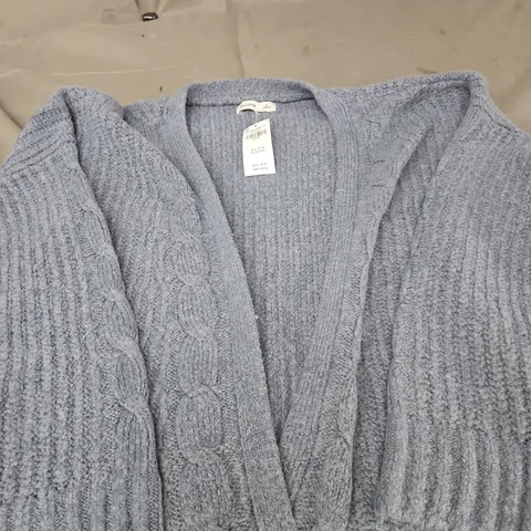 HOLLISTER LIGHT BLUE KNITTED CARDIGAN – OPEN-FRONT, CABLE KNIT, TAG ATTACHED SIZE L