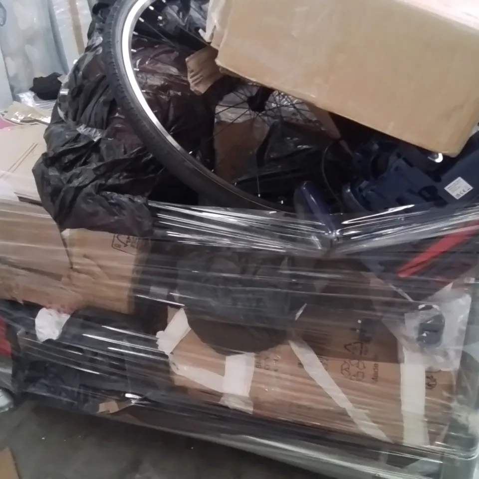 PALLET CONTAINING VARIOUS ASSORTED INCOMPLETE EXERCISE EQUIPMENT AND OTHER HOUSEHOLD ITEMS