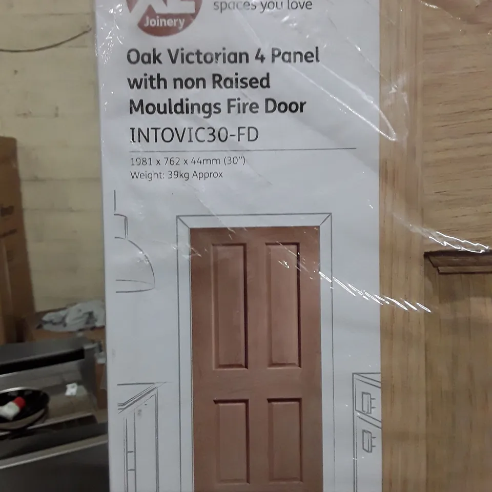 XL JOINERY OAK VICTORIAN 4 PANEL WITH NON RAISED MOULDINGS FIRE DOOR 1981×762×44MM