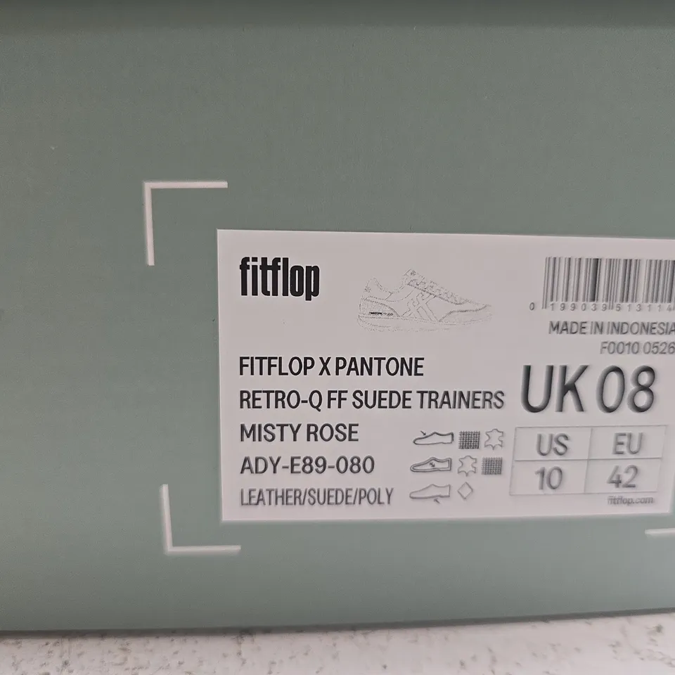 FITFLOP X PANTONE RETRO-Q FF SUEDE TRAINERS – MISTY ROSE, UK 8
