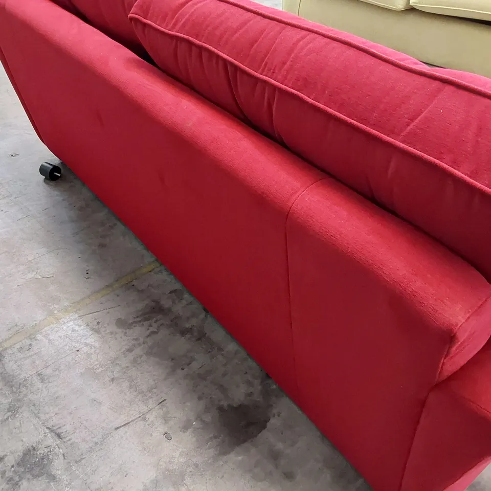 QUALITY BRITISH DESIGNER LOUNGE Co. THREE SEATER SOFA WINE RED PLUSH FABRIC