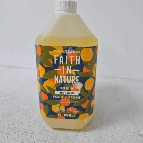 FAITH IN NATURE ENERGISING BODY WASH – GRAPEFRUIT & ORANGE, 5L BOTTLE