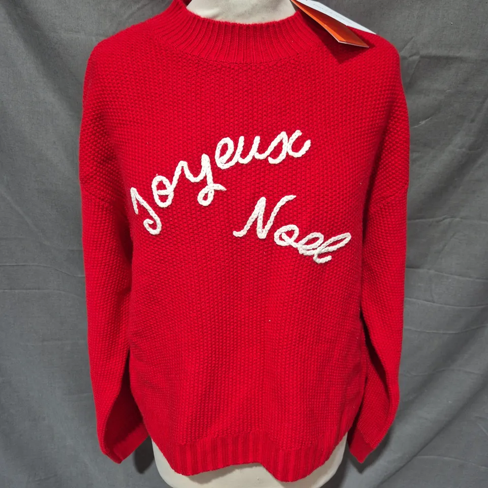 CHINTI & PARKER JOYEUX NOEL SWEATER IN VELVET RED SIZE XS