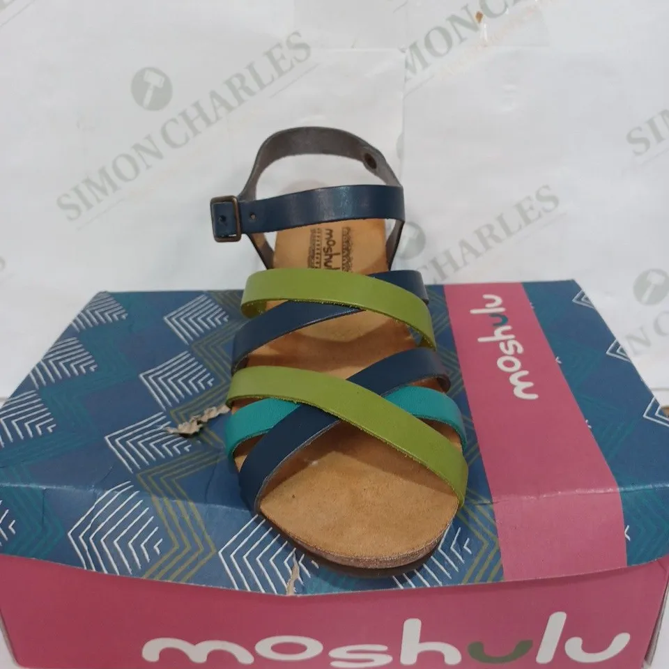 BOXED PAIR OF MOSHULU ZILLA SANDALS - NAVY / SIZE: 41 EU 