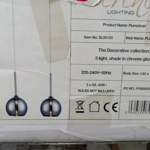 BOXED PASSION 3 LIGHT KITCHEN ISLAND PENDANT IN CHROME