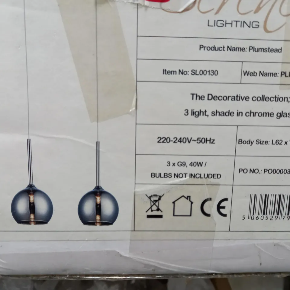 BOXED PASSION 3 LIGHT KITCHEN ISLAND PENDANT IN CHROME