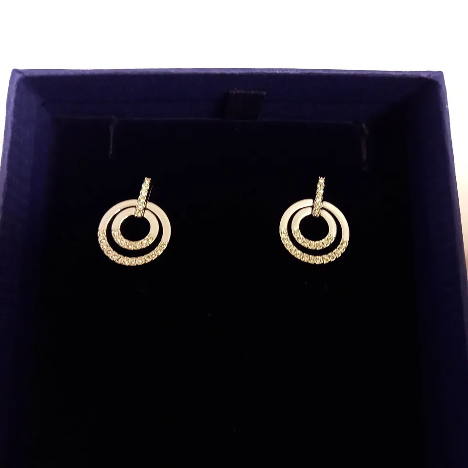 SWAROVSKI HOLLOW HOOP EARRINGS - SILVER WITH STONES