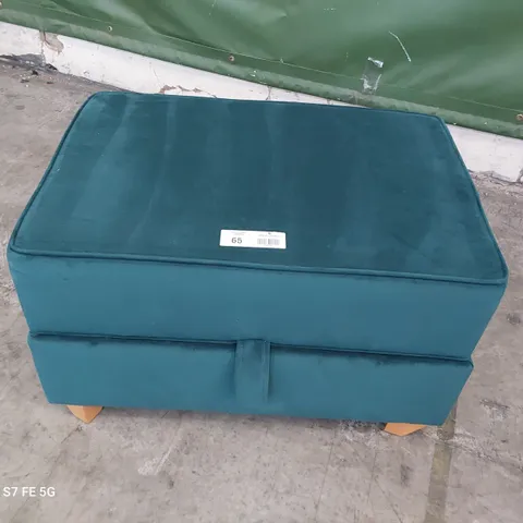 DESIGNER RECTANGULAR STORAGE FOOTSTOOL TURQUOISE PLUSH FABRIC