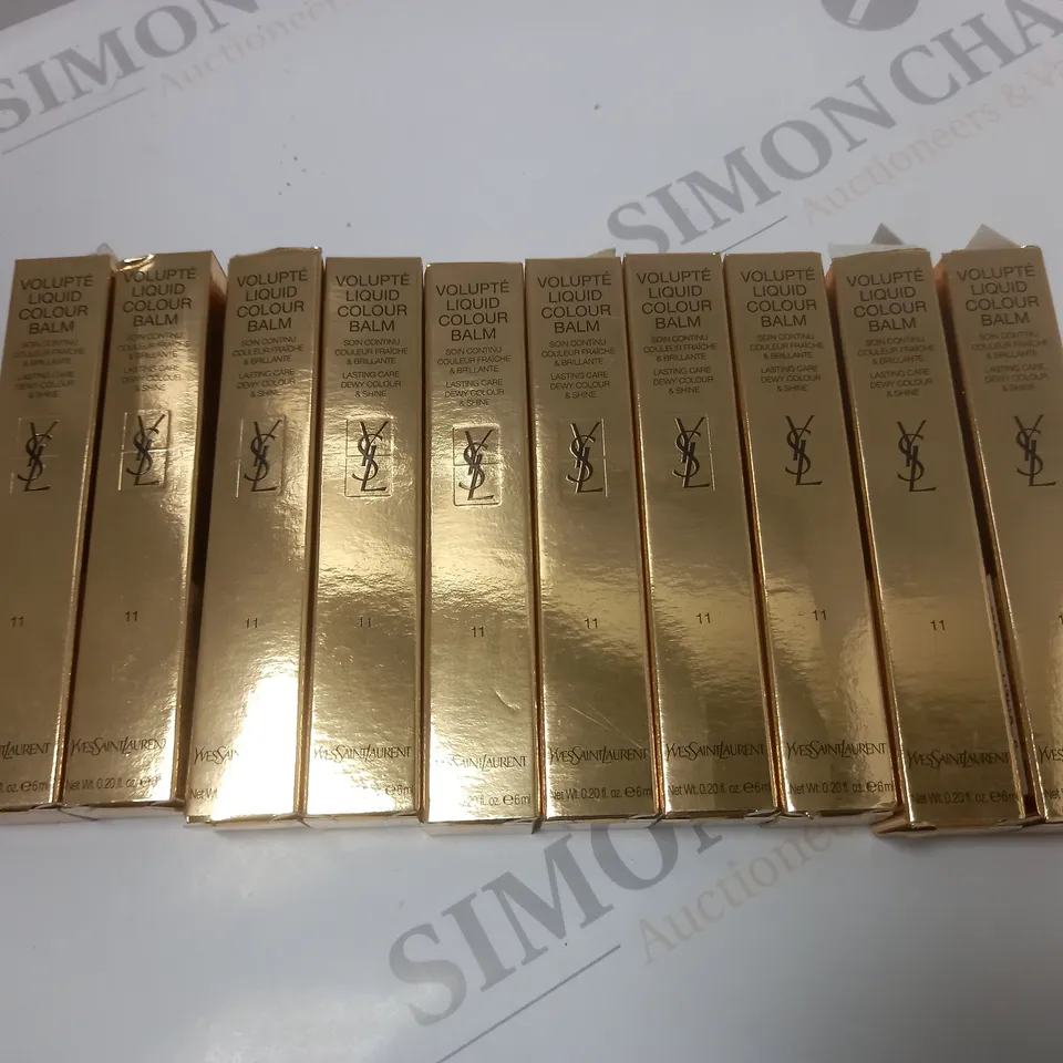 BOX OF APPROX 10 YVES SAINT LAURENT LIQUID COLOUR BALM #11 HOOK ME BERRY 