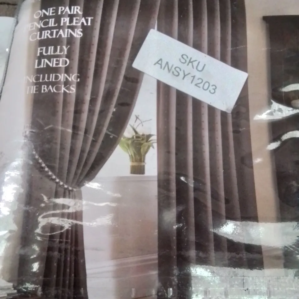 BAGGED MADISON PENCIL PLEAT FULLY LINED CURTAINS  -CHARCOAL- 90"×108"