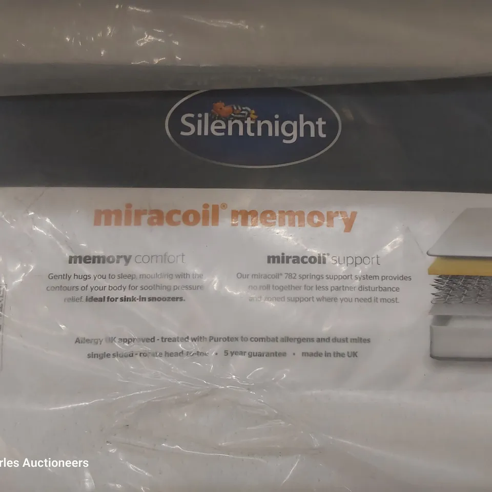 QUALITY BAGGED 3' SINGLE SILENTNIGHT MIRACOIL MEMORY MATTRESS 