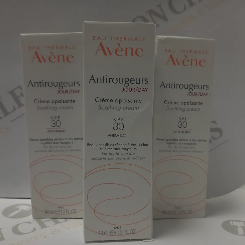 LOT OF 4 X 40ML AVÈNE ANTIROUGEURS DAY SOOTHING CREAM