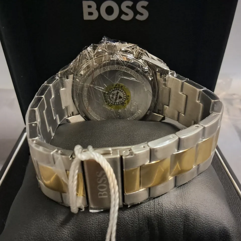 HUGO BOSS ALL STAINLESS STEEL CHRONOGRAPH WATCH WITH BLUE FACE