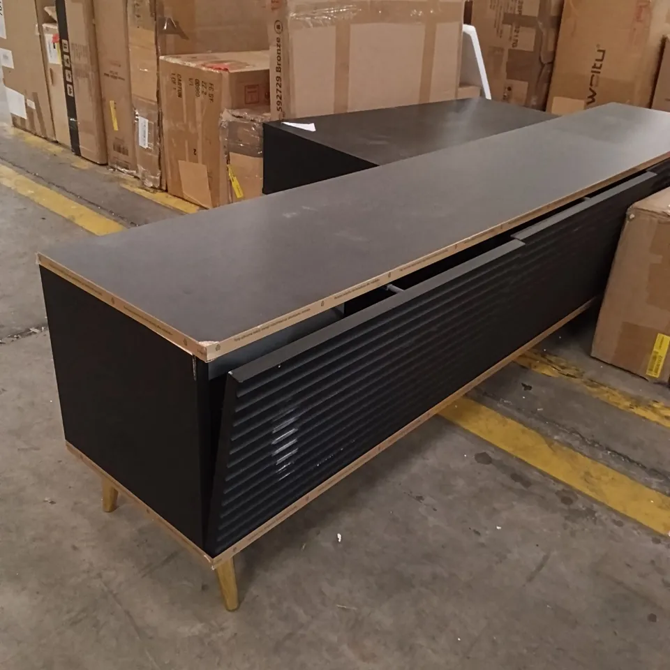 3 COMPARTMENT TV CABINET - BLACK/GOLD