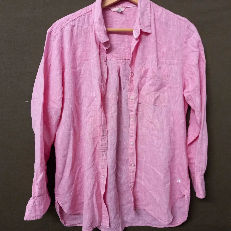JOULES BUTTON UP LONG SLEEVE SOFT SHIRT IN PINK - UK 12