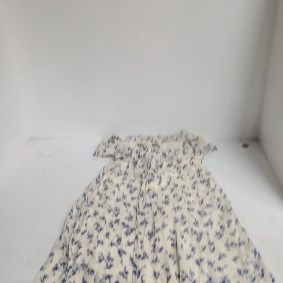 JIGSAW SWIRL POSY MIDI DRESS – CREAM WITH BLUE FLORAL, UK 6 (US 2, EU 34)