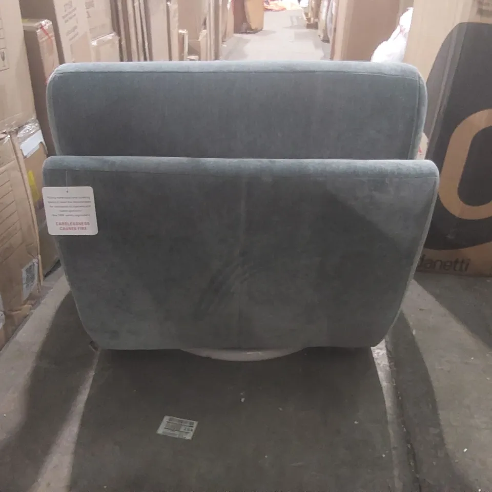 DANETTI FRANCES BLUE GREY FABRIC SWIVEL ACCENT CHAIR