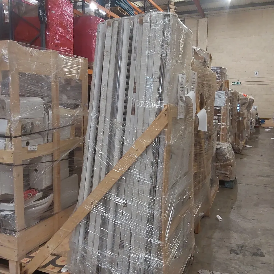 PALLET CONTAINING APPROX 20x TALL 1800MM STRAIGHT & CURVED CHROME TOWEL HEATERS