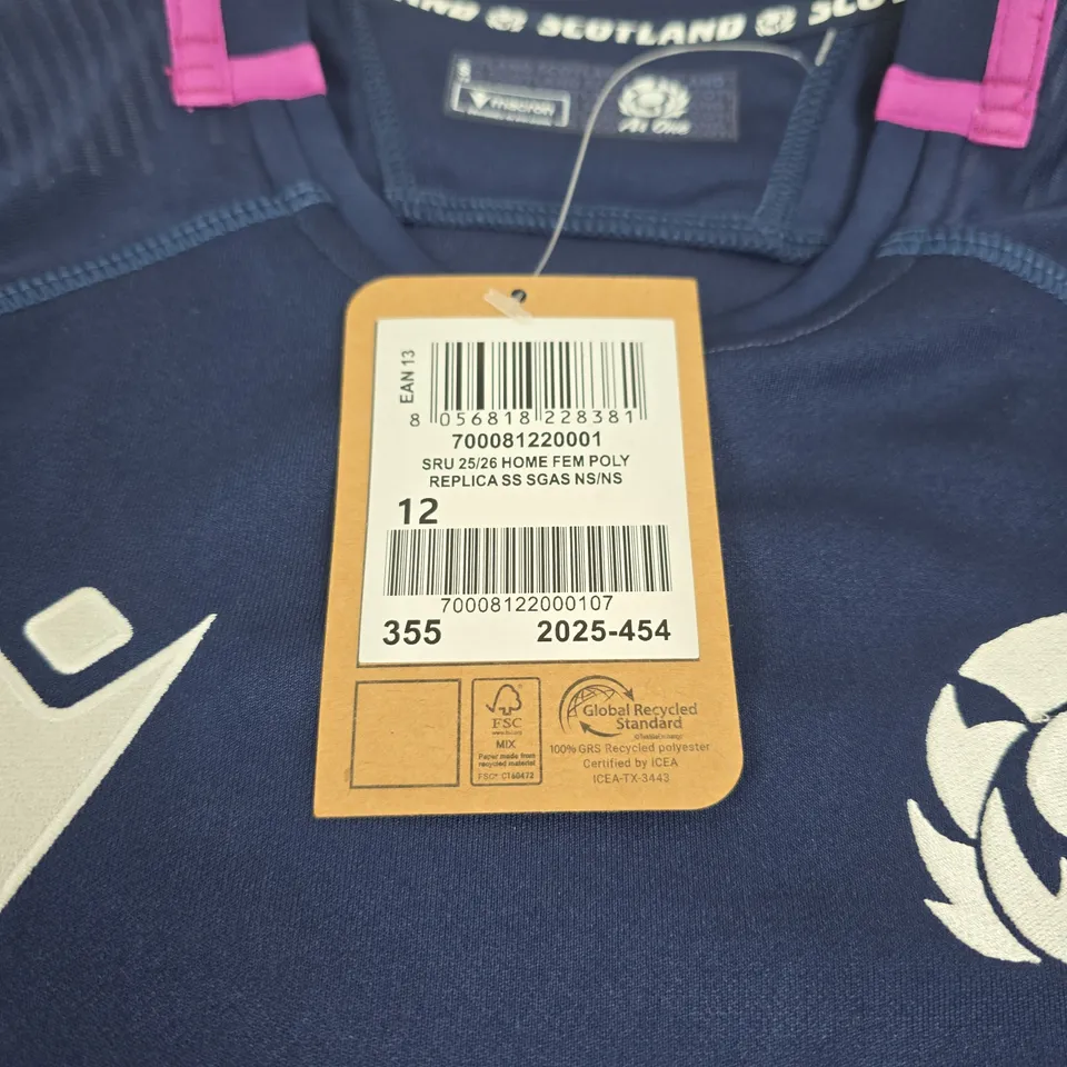 SCOTLAND RUGBY UNION HOME REPLICA JERSEY- SIGNED - UK SIZE 12