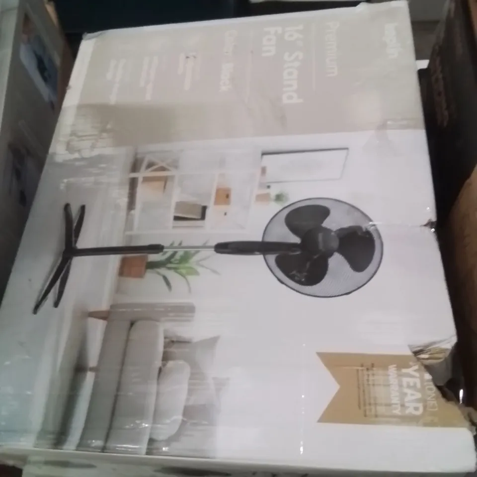 BOXED KEPLIN PREMIUM 16" STAND FAN BLACK 