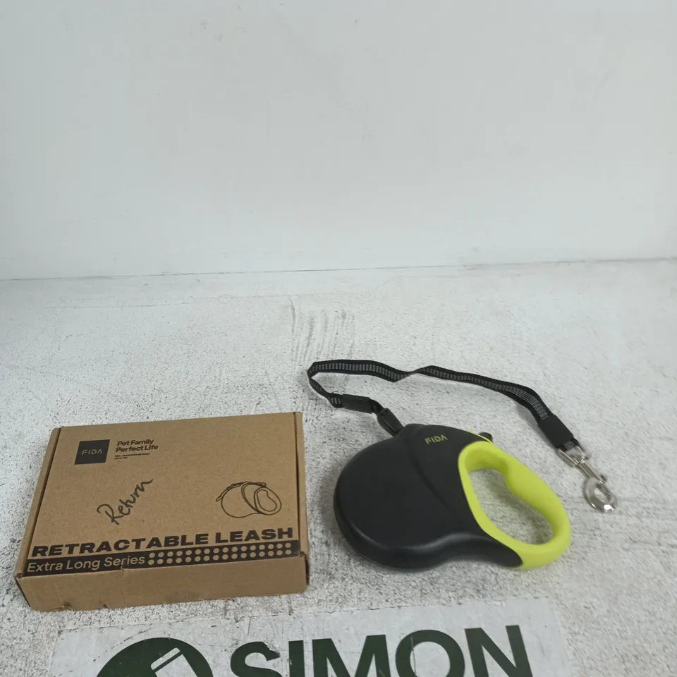 FIDA RETRACTABLE DOG LEASH – 9M/30FT, BLACK & YELLOW (NEW)