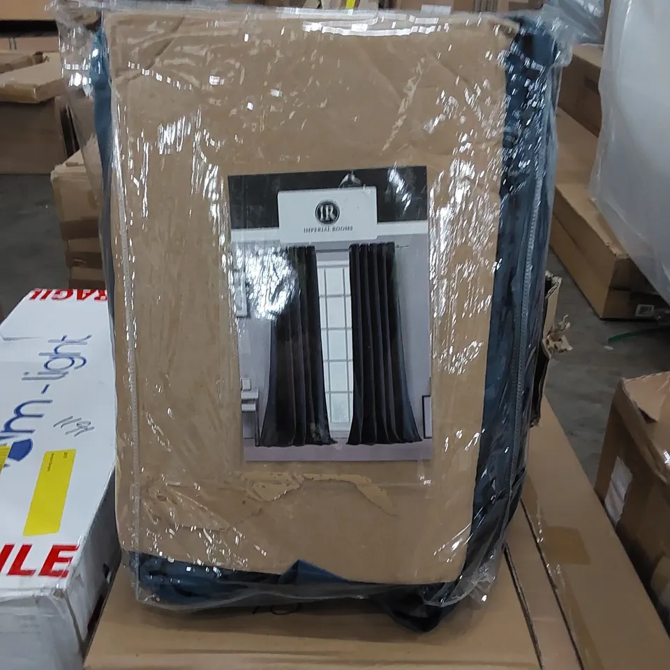 BAGGED RUMSON CRUSHED VELVET EYELET SHEER CURTAINS - NAVY // SIZE: 168 X 229cm