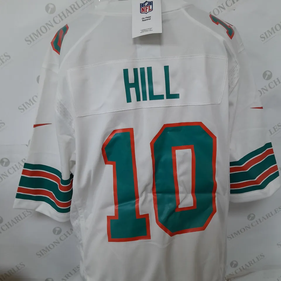 MENS NFL DOLPHINS JERSEY IN WHITE AND GREEN - SIZE MEDIUM