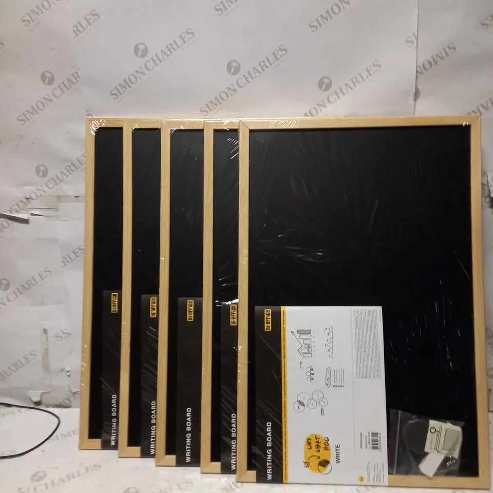 LOT OF 5 BI-OFFICE WALL MOUNTED CHALKBOARD 600X400MM