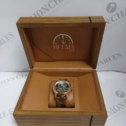 MENβS HELMA DH AUTOMATIC WORLD VIEW WATCH β TOURBILLON MOVEMENT β STAINLESS STEEL STRAP β GLASS EXHIBITION BACK CASE