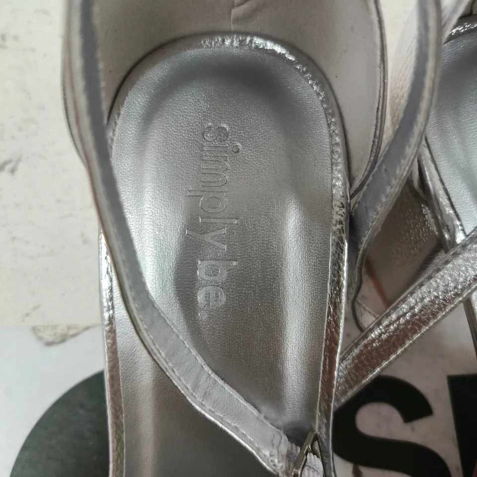 SIMPLY BE SILVER METALLIC ANKLE-STRAP SANDALS - UK6 EX WIDE