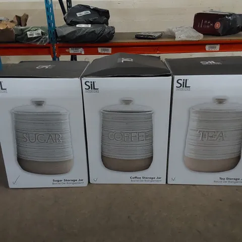 BOXED 3 PIECE COFFEE, TEA AND SUGAR JAR SET