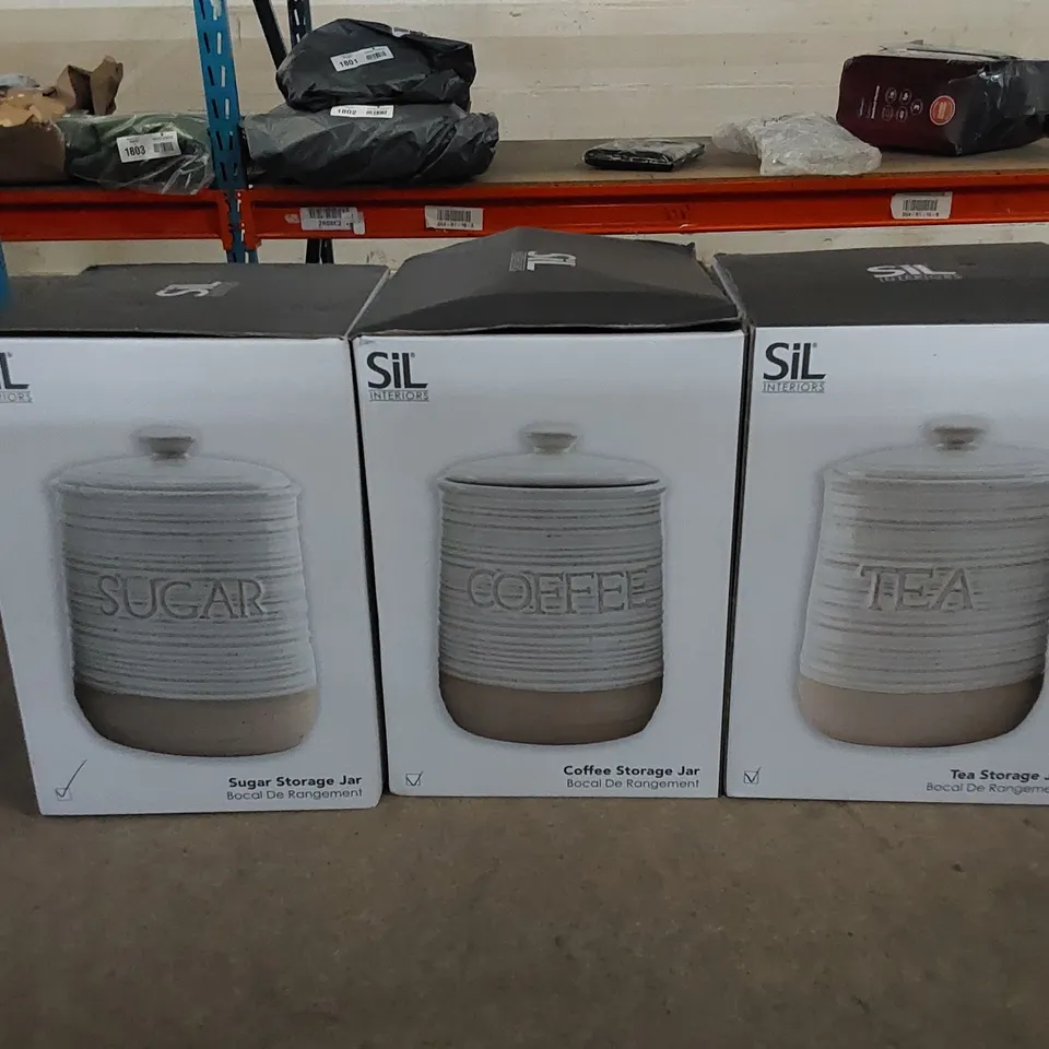 BOXED 3 PIECE COFFEE, TEA AND SUGAR JAR SET