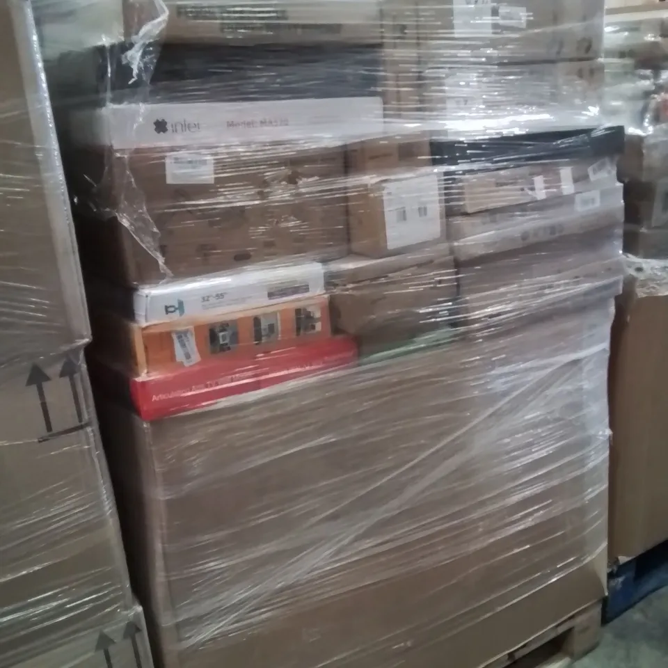 PALLET CONTAINING A LARGE QUANTITY OF WALL MOUNTED BRACKETS 