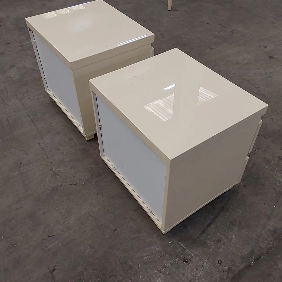 BRAND NEW 2-DRAWER BED SIDE TABLE - SET OF 2, CREAM (2 ITEMS)
