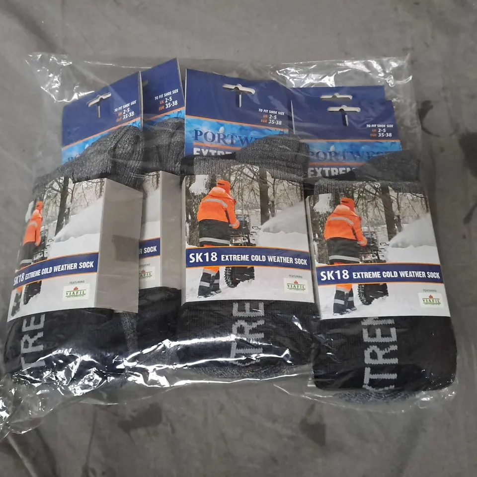 BOX OF APPROX 10 PACKS OF 6 PORTWEST COLD WEATER SOCKS SIZE 2-5