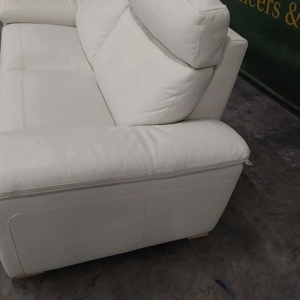 QUALITY ITALIAN DESIGNER MERRY DUE FIXED THREE SEATER SOFA WHITE LEATHER 
