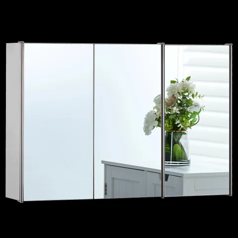 BOXED VIDA TIANO MIRRORED TRIPLE CABINET - STAINLESS STEEL (1 BOX)