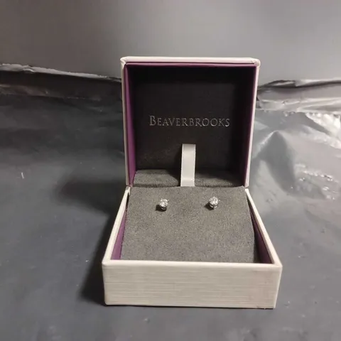 BOXED BEAVERBROOKS FINE STERLING SILVER & CUBIC ZIRONIA EARRINGS 