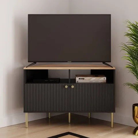 BOXED GEORGI CORNER TV UNIT - BLACK (1 BOX)