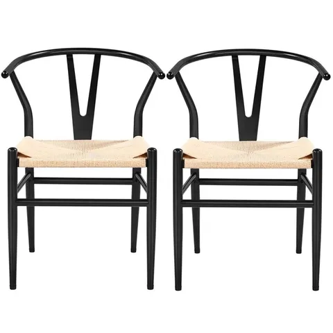 BOXED PAIR ALAMEA WISHBONE SIDE CHAIRS IN BLACK (SET OF 2 IN 1 BOX)