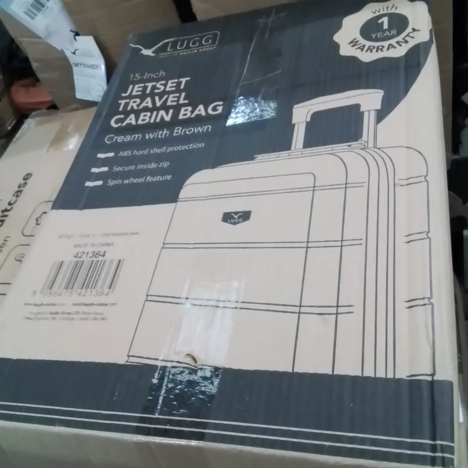 BOXED LUGG 15INCH JETSET TRAVEL CABIN BAG CREAM&BROWN 