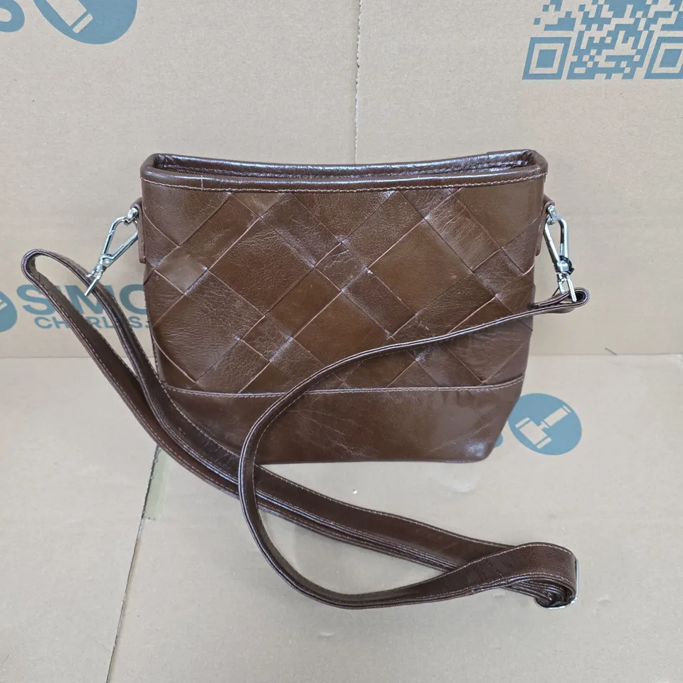 ASHWOOD LEATHER BROWN QUILTED LEATHER CROSSBODY BAG WITH DETACHABLE STRAP